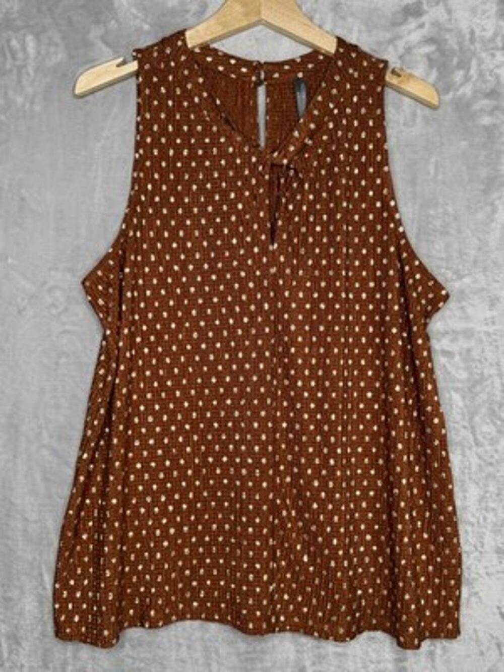 by Anthropologie Lennox Halter Blouse Womens XL Copper Brown Metallic Polka Dot